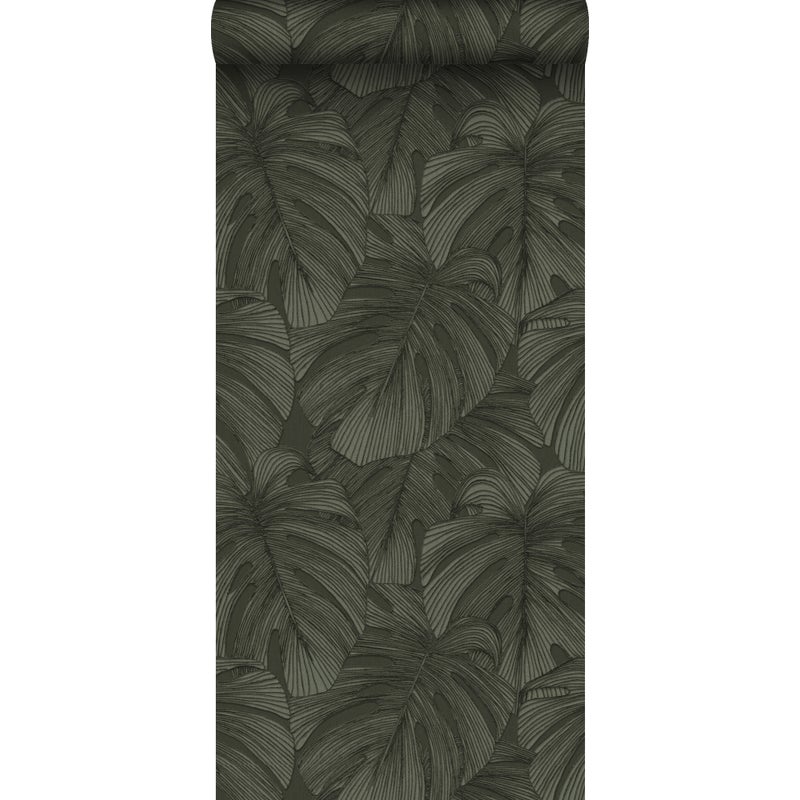 Tapeta Motyw liści 3D ciemnej zieleni - 50 x 900 cm - ORIGIN