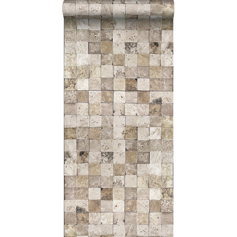 Tapeta XXL marmurowe kwadraty beżowym - 50 x 900 cm - ESTAHOME