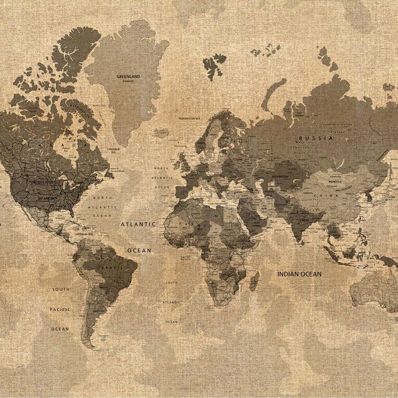 Fototapeta Mapa świata beżowymIbrązowym - 360 x 270 cm - SANDERS & SANDERS