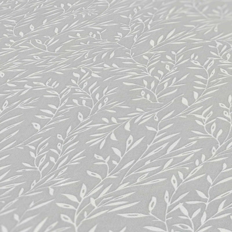 Tapeta kwiatowy wzór szarymIbiałym - 53 cm x 10.05 m - LIVINGWALLS