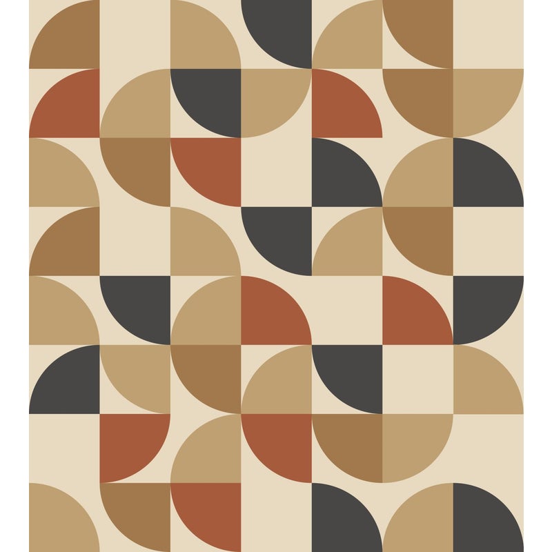 Fototapeta figury geometryczne beżowym,terakotaIantracytowym - 250 x 279 cm - ESTAHOME