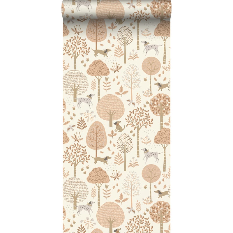 Tapeta psy beżowymIdelikatnego różu - 53 cm x 10.05 m - ESTAHOME