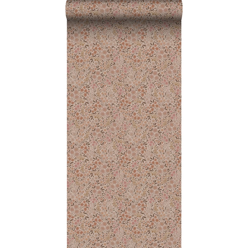Tapeta kwiaty terakoty różowej - 53 cm x 10.05 m - ESTAHOME
