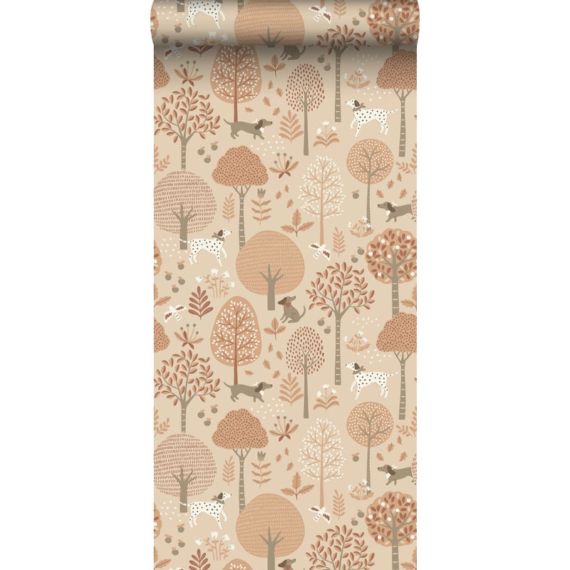 Tapeta psy beżowymIterakoty różowej - 53 cm x 10.05 m - ESTAHOME