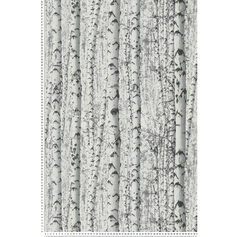 Tapeta zalesiony krajobraz białym,szarymIczarnym - 53 cm x 10.05 m - LIVINGWALLS