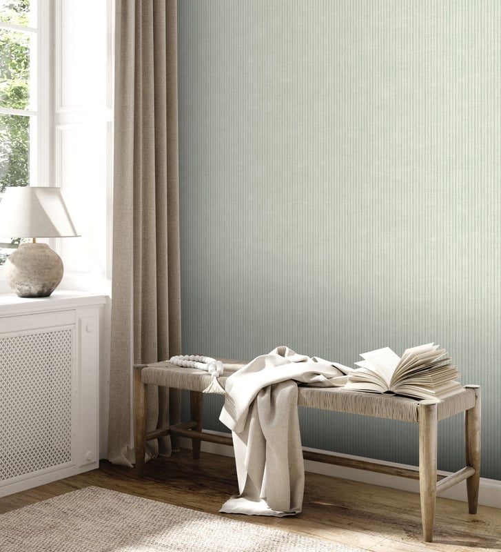 Tapeta paski kremowymIzielonym - 53 cm x 10.05 m - LIVINGWALLS
