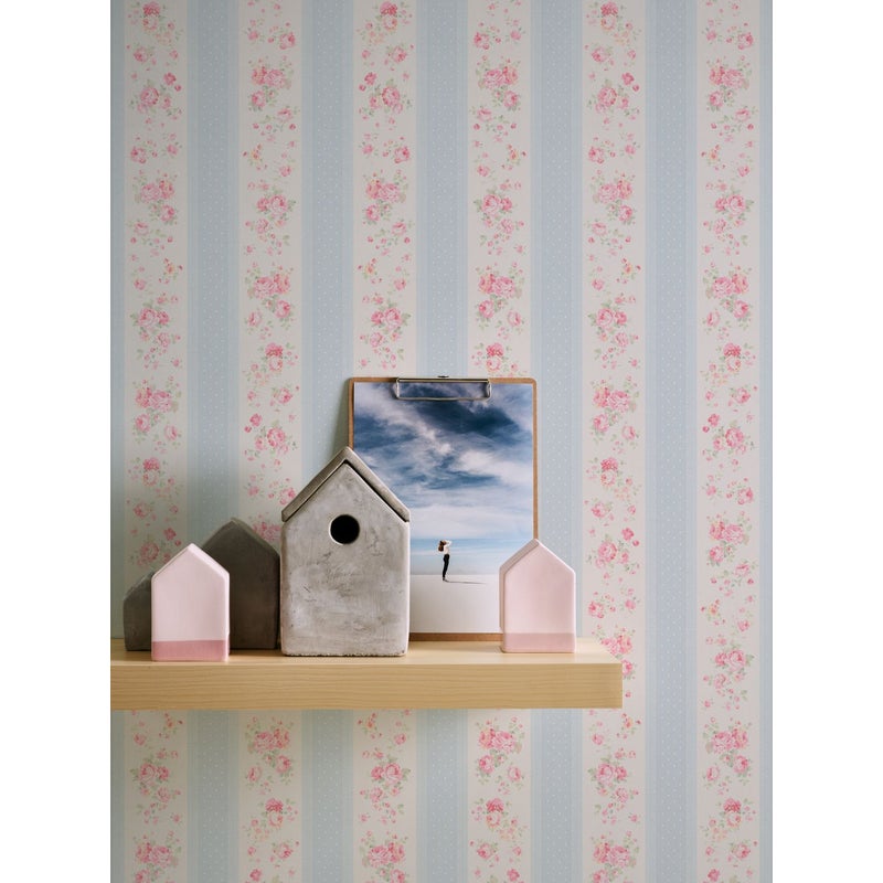 Tapeta kwiatowy wzór niebieskim,białymIróżowym - 53 cm x 10.05 m - LIVINGWALLS