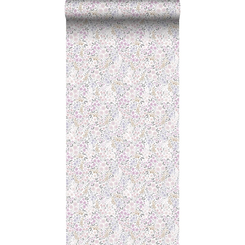 Tapeta kwiaty liliowo fioletowym - 53 cm x 10.05 m - ESTAHOME