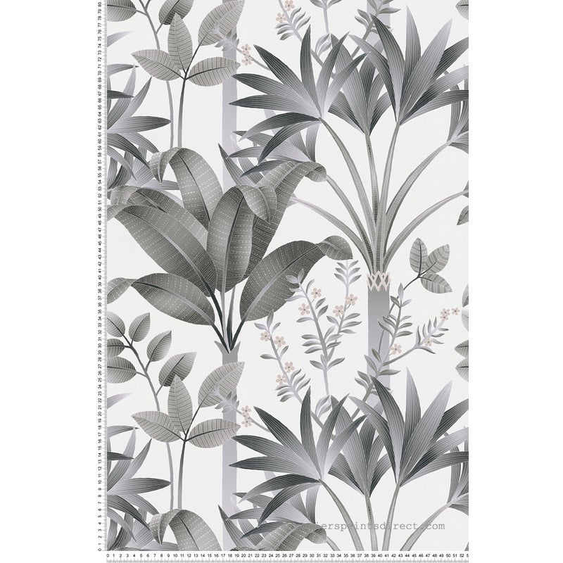 Tapeta kwiatowy wzór szarym,czarnym,białymIbeżowym - 53 cm x 10.05 m - LIVINGWALLS