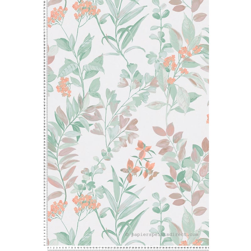 Tapeta kwiatowy wzór zielonymIterakota - 53 cm x 10.05 m - LIVINGWALLS