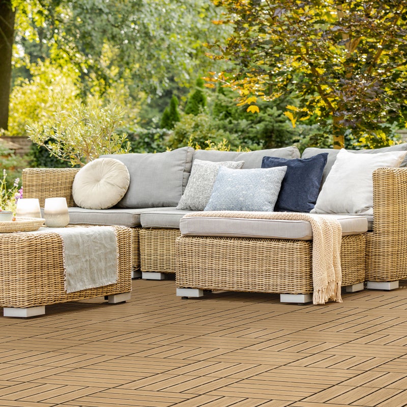 Płytki tarasowe 30 x 30 cm 5 m² płytki ogrodowe imitujące drewno WPC teak