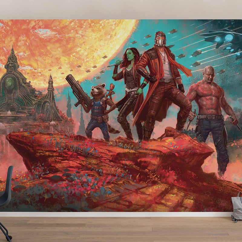 Fototapeta panorama galaktyki czerwonym,pomarańczowymIniebieskim - 400 x 250 cm - DISNEY