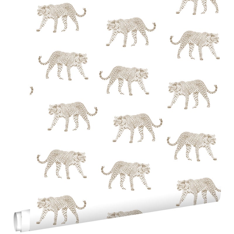 Tapeta pantery białymIbeżowym - 53 cm x 10.05 m - ESTAHOME
