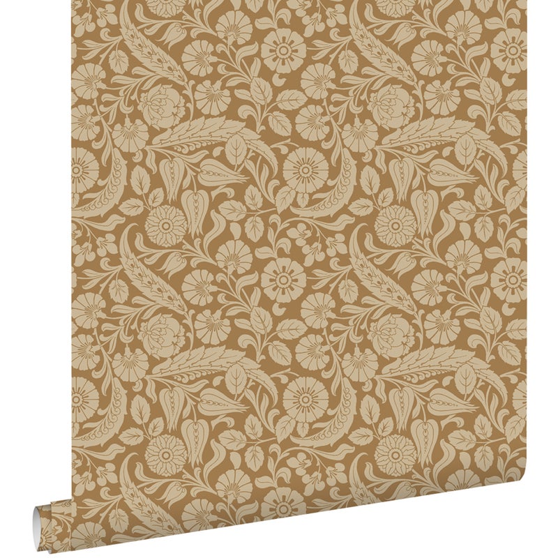 Tapeta kwiatowy wzór rdzawy brąz - 50 x 900 cm - ESTAHOME