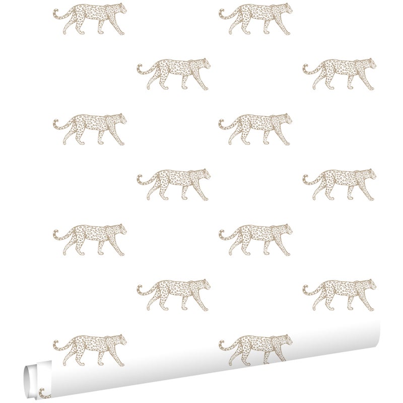 Tapeta pantery białymIbeżowym - 53 cm x 10.05 m - ESTAHOME