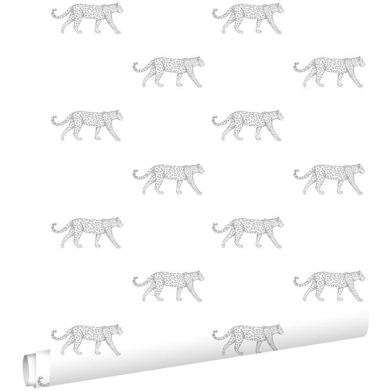 Tapeta pantery białymIjasnoszarym - 53 cm x 10.05 m - ESTAHOME
