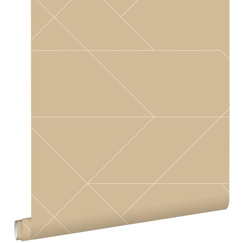 Tapeta linie graficzne ciemny beż - 50 x 900 cm - ESTAHOME