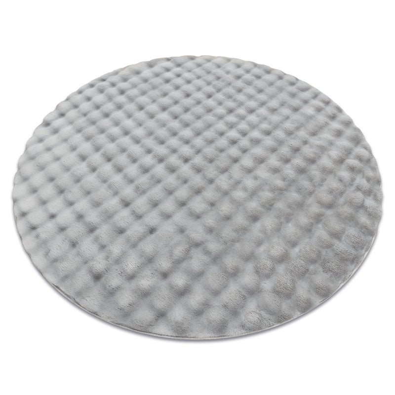 Dywan BUBBLE koło srebrny 21 IMITACJA FUTRA KRÓLIKA strukturalny 3D koło 80 cm