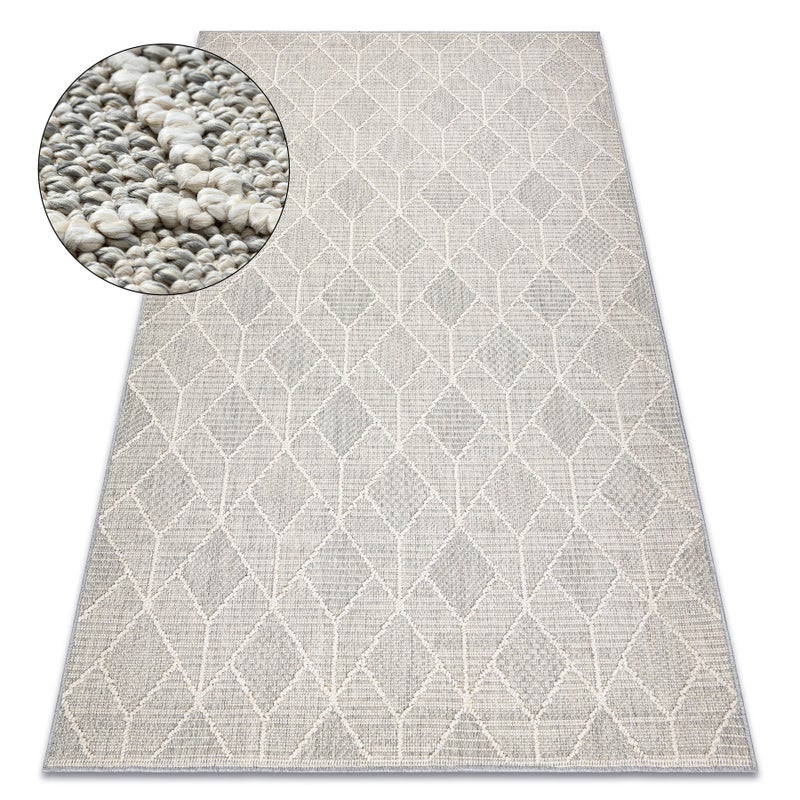 Dywan JERSEY 19231 szary - Geometryczny pętelkowy, strukturalny BOHO 240x330 cm
