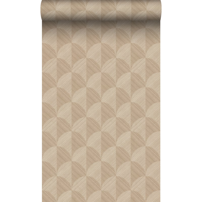 Tapeta flizelinowa z ekoteksturą Motyw 3D beżowym - 50 x 900 cm - ORIGIN