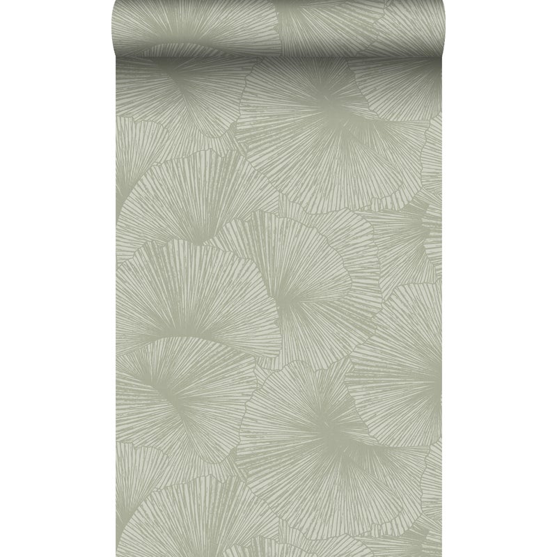 Tapeta Motyw liści 3D szaro zielonym - 53 cm x 10.05 m - ORIGIN