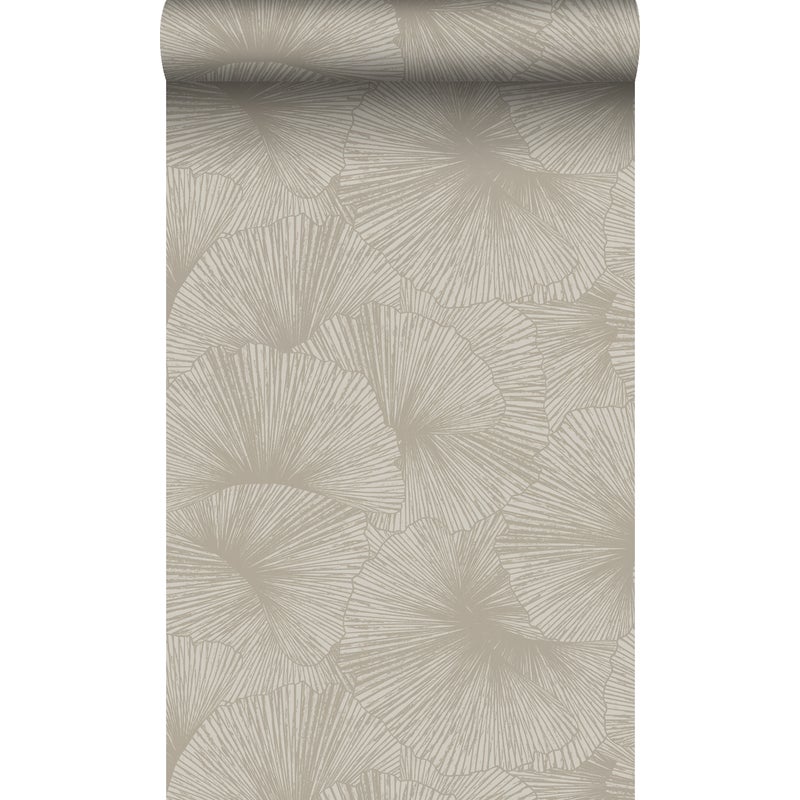 Tapeta Motyw liści 3D taupe - 53 cm x 10.05 m - ORIGIN