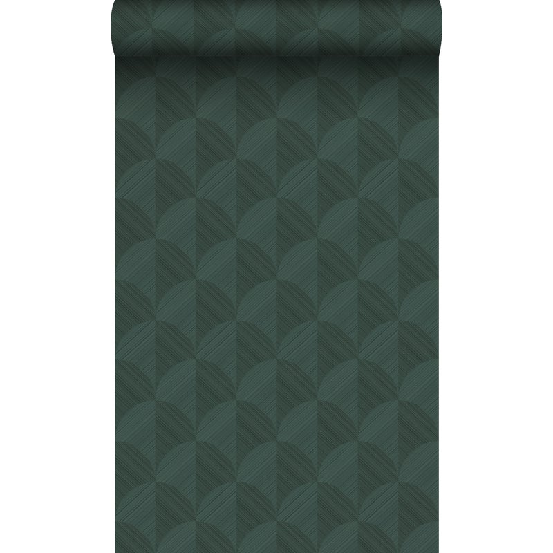 Tapeta flizelinowa z ekoteksturą Motyw 3D ciemnej zieleni - 50 x 900 cm - ORIGIN