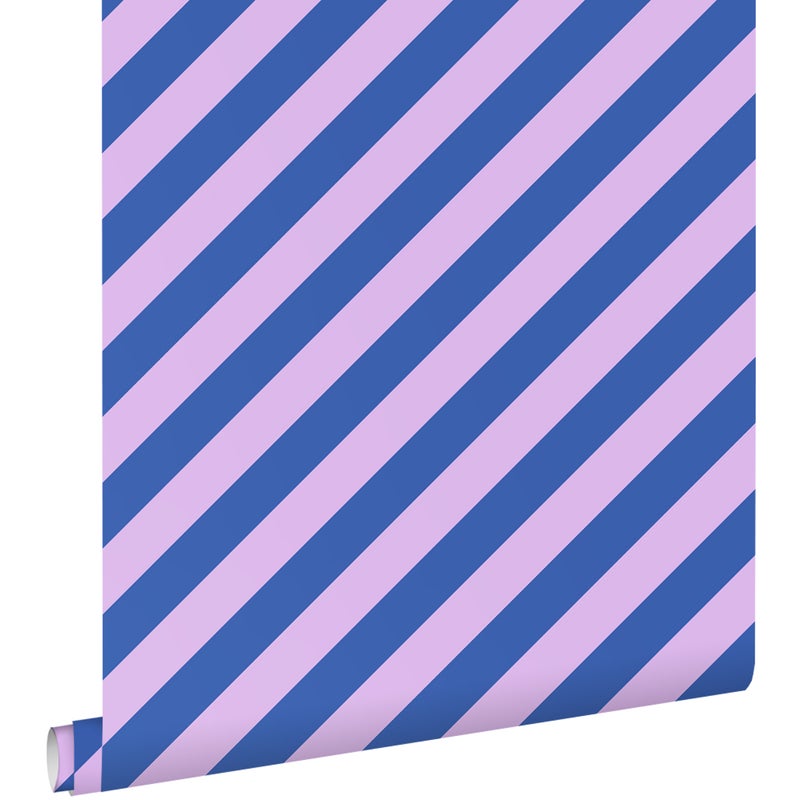 Tapeta paski liliowo fioletowymIkrólewskiego błękitu - 53 cm x 10.05 m - ESTAHOME