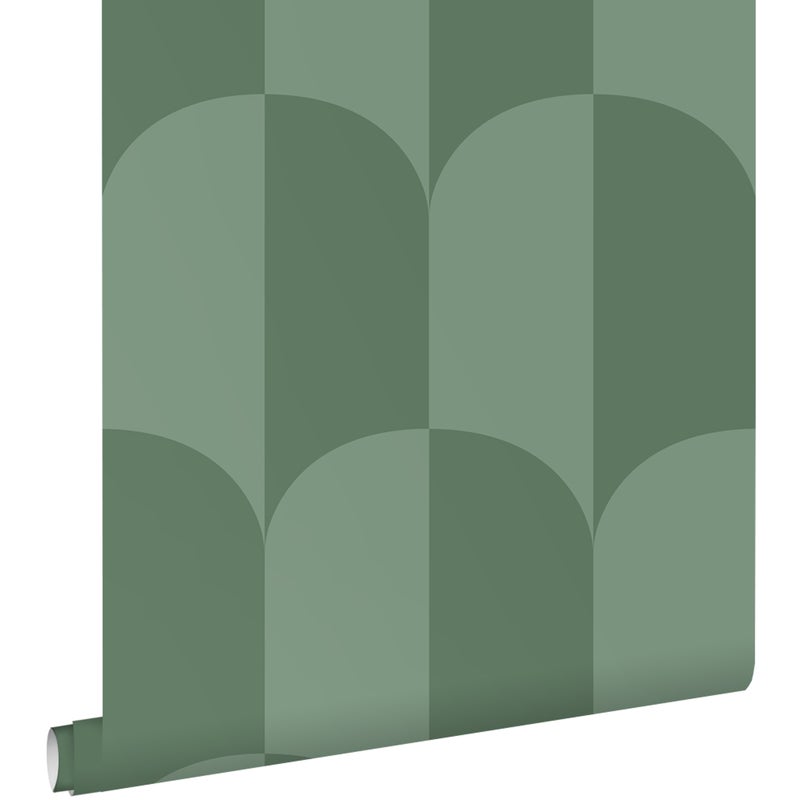 Tapeta motyw art déco szarej morskiej zieleni - 53 cm x 10.05 m - ESTAHOME