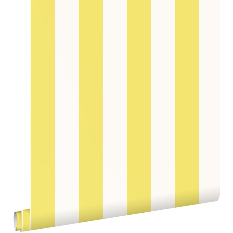 Tapeta paski żółtymIbiałym - 53 cm x 10.05 m - ESTAHOME