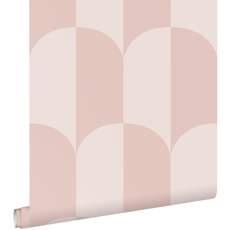 Tapeta motyw art déco delikatnego różuIjasnego różu - 53 cm x 10.05 m - ESTAHOME