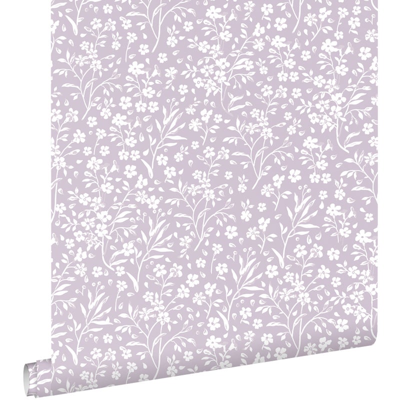 Tapeta kwiaty liliowo fioletowym - 53 cm x 10.05 m - ESTAHOME