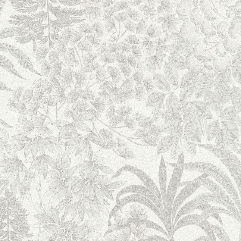 Tapeta kwiaty białym,szarymIsrebrnym - 53 cm x 10.05 m - LIVINGWALLS