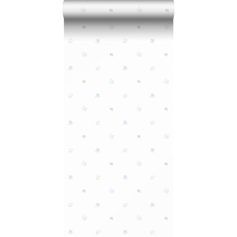 Tapeta odciski łap niebieskimIbiałym - 53 cm x 10 m - SANDERS & SANDERS
