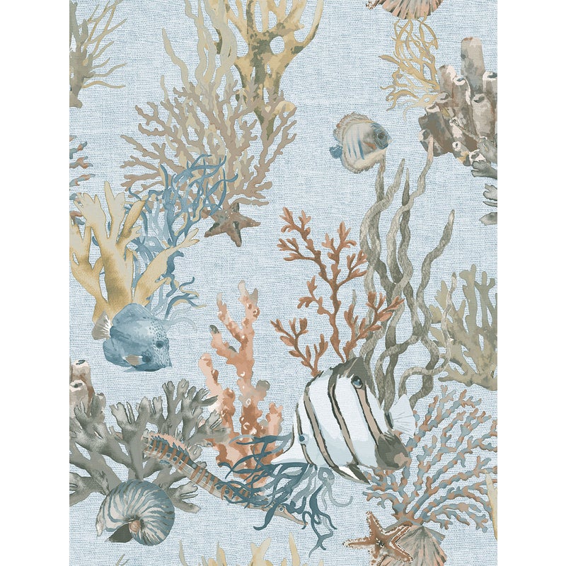Tapeta podwodny świat niebieskimIszaro zielonym - 53 cm x 10 m - SANDERS & SANDERS