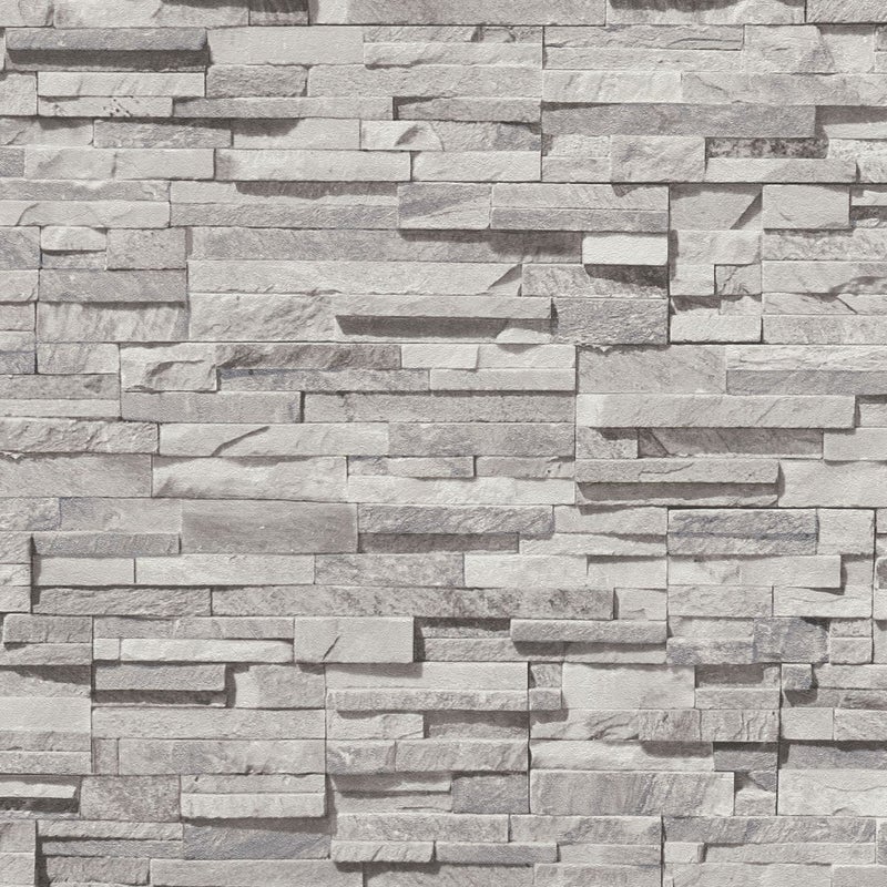 Tapeta kamień jasnoszarym,beżowymIsrebrnym - 53 cm x 10.05 m - LIVINGWALLS