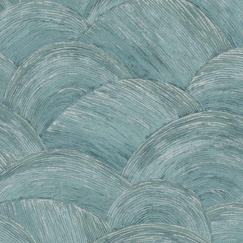 Tapeta motyw art déco petrol blueIsrebrnym - 53 cm x 10.05 m - LIVINGWALLS