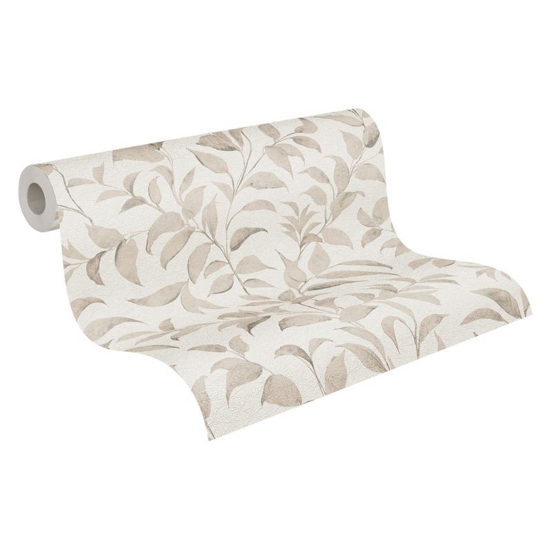 Tapeta kwiaty białym,szarymIbeżowym - 53 cm x 10.05 m - LIVINGWALLS