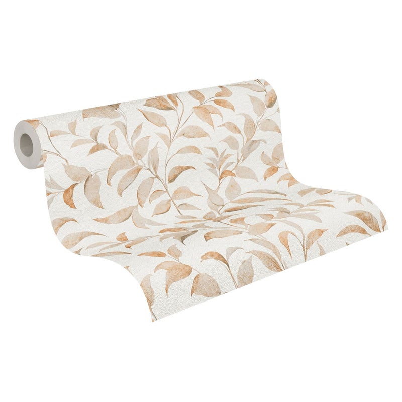 Tapeta kwiaty białymIpomarańczowym - 53 cm x 10.05 m - LIVINGWALLS