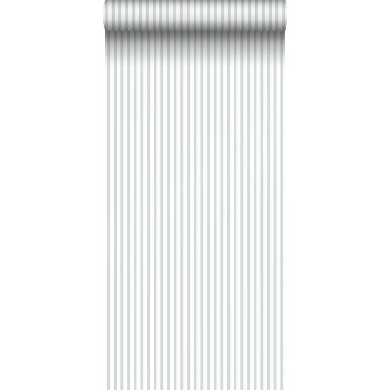 Tapeta paski szaro zielonymIbiałym - 53 cm x 10 m - SANDERS & SANDERS