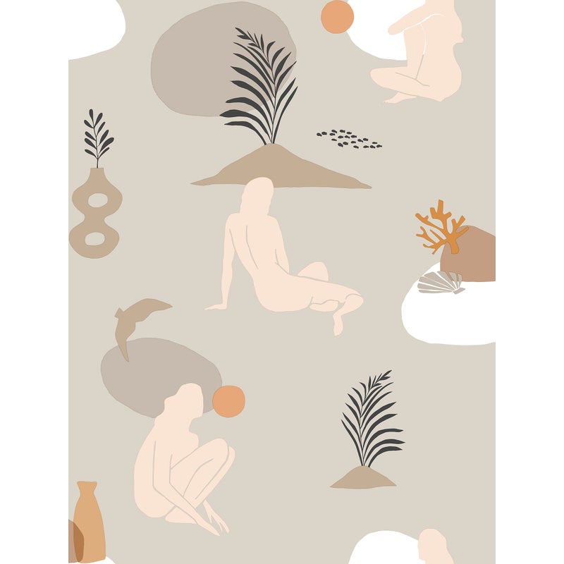 Tapeta ludzkie sylwetki beżowym - 53 cm x 10 m - WALLS4YOU