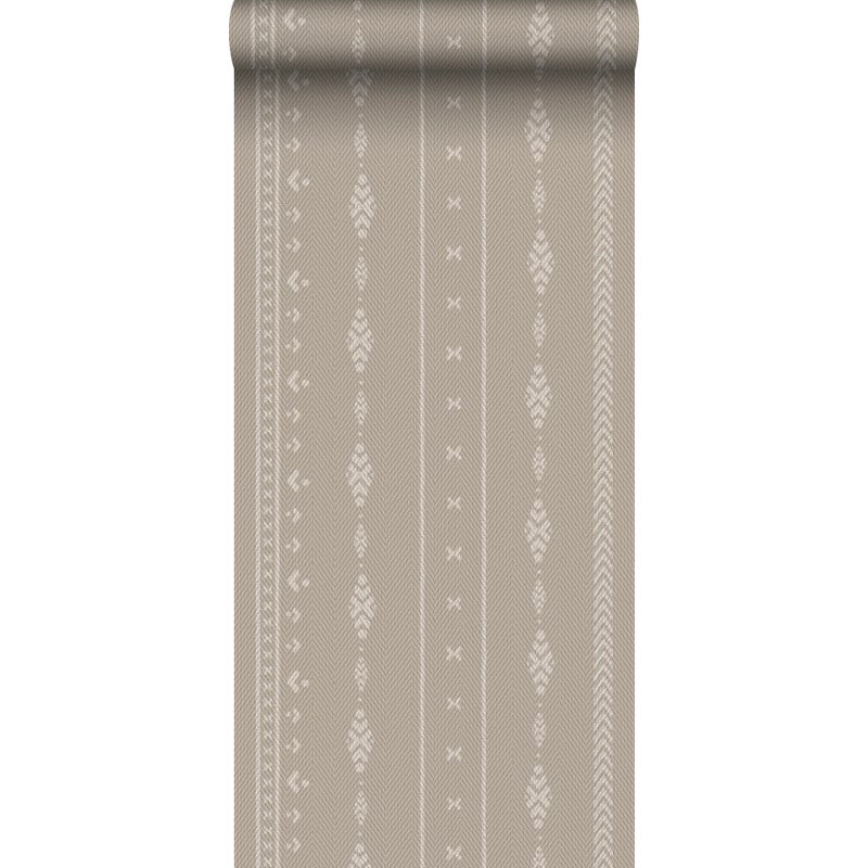 Tapeta motyw etniczny ciemny beżIbiałym - 53 cm x 10 m - SANDERS & SANDERS
