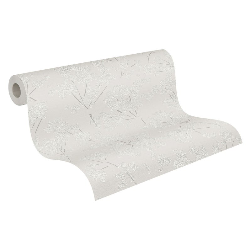 Tapeta kwiaty szarymIbiałym - 53 cm x 10.05 m - A.S. CRÉATION