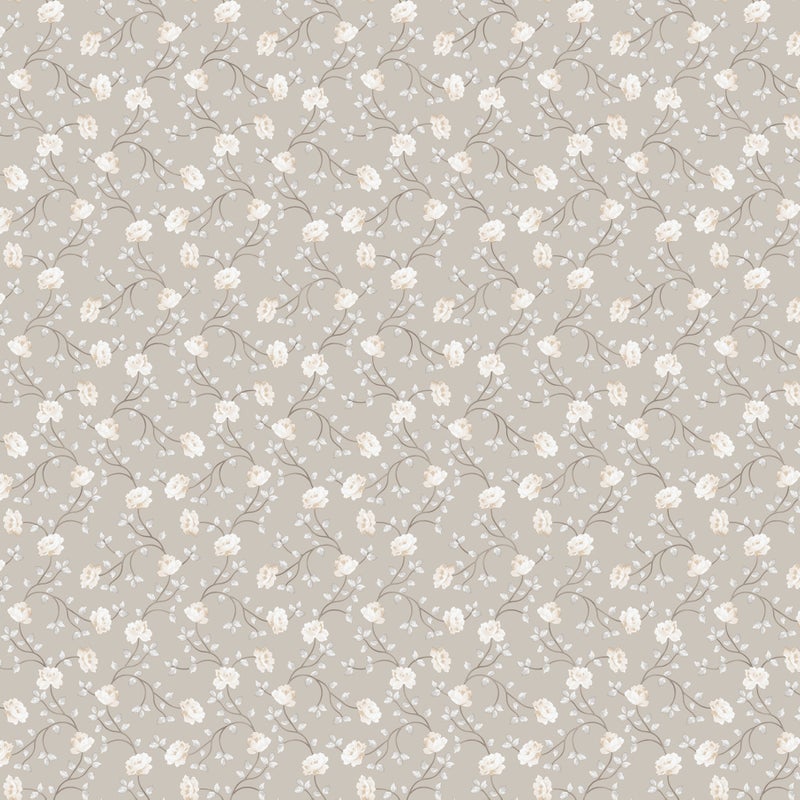 Tapeta kwiaty beżowymIbiałym - 53 cm x 10 m - SANDERS & SANDERS