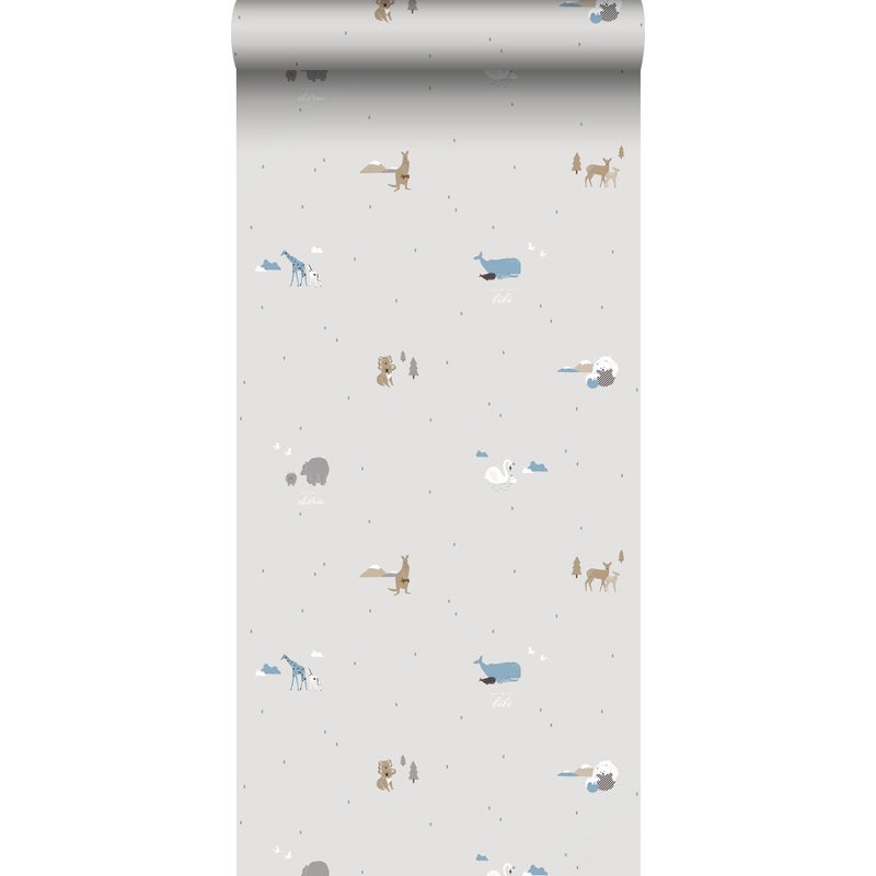 Tapeta Zwierząt szarym - 53 cm x 10 m - SANDERS & SANDERS
