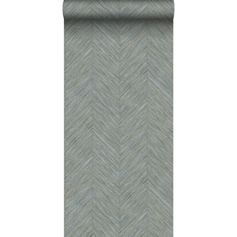 Tapeta motyw jodełki szaro-niebieskim - 53 cm x 10 m - SANDERS & SANDERS