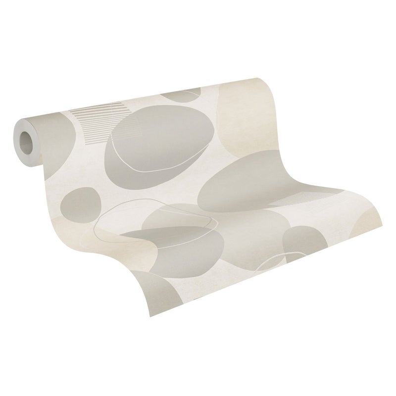 Tapeta kropki szarym,białymIsrebrnym - 53 cm x 10.05 m - A.S. CRÉATION