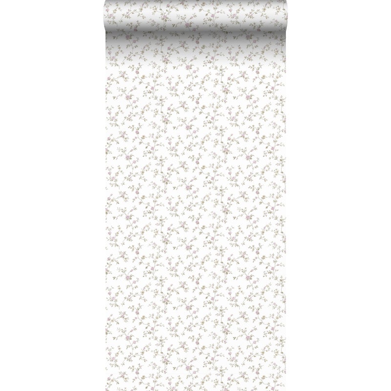 Tapeta kwiaty szaro zielonym,fioletowymIbiałym - 53 cm x 10 m - SANDERS & SANDERS