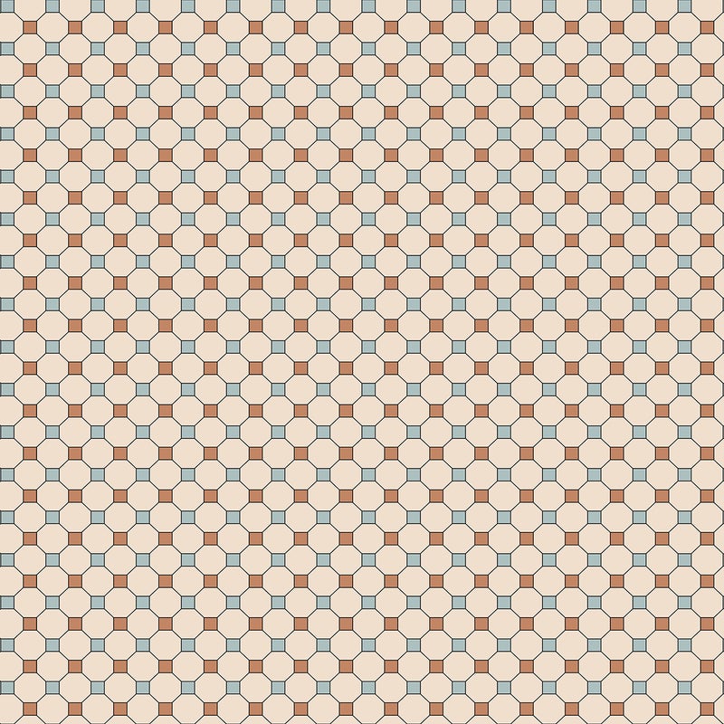 Tapeta diamenty beżowym,terakotaIniebieskim - 53 cm x 10 m - SANDERS & SANDERS