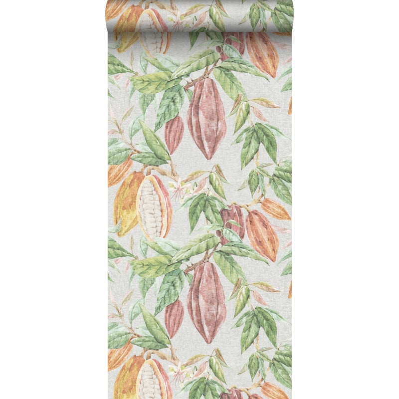 Tapeta owoc zielonym,szarymIterakota - 53 cm x 10 m - SANDERS & SANDERS